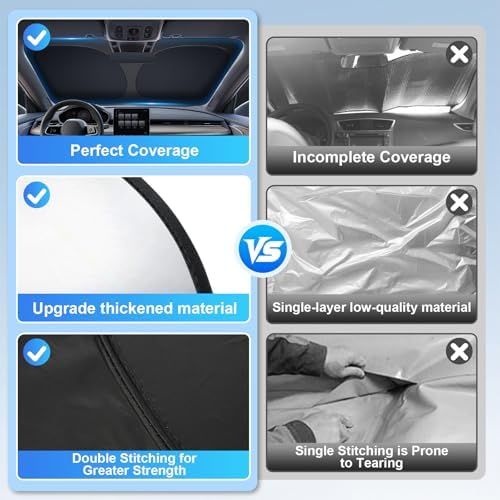 JUSTTOP Tesla Model 3/Y Windshield Sun Shade | Custom Fit & Foldable Sun Visor - Image 6