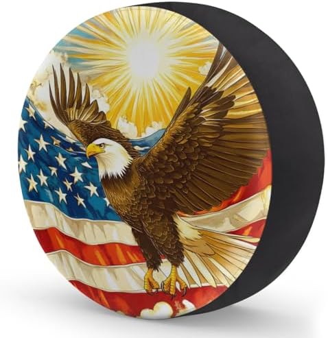 Rv Spare Tire Cover Wheel American Flag Eagle Sun Tire Covers Wheel Protectors - Image 2