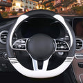 14 inch Cute Leather D Shape Steering Wheel Cover Black White by Binsheo