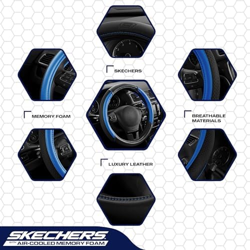 Skechers Air-Cooled Steering Wheel Cover, Air Cool Mesh Leather Car Steering - Image 3