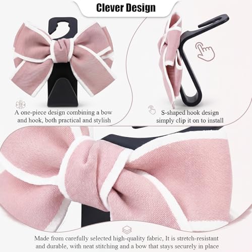 2 Pack Cute Bow Car Seat Headrest Hooks, Purse Hook - Image 3