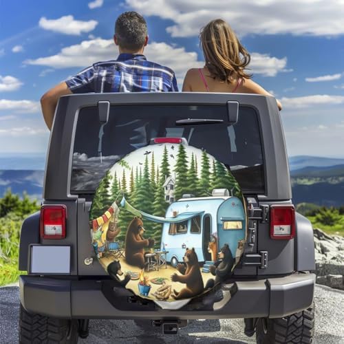 Camping Bears Spare Tire Cover for Rv SUV, Funny Waterproof Wheel Protectors - Image 5