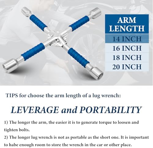 ETERNA Professional 14" Four Way Lug Wrench, Car Wheel Lug Nut Cross Wrench - Image 5
