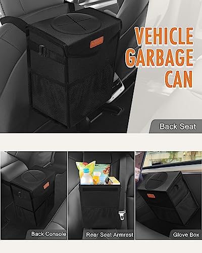 Pritent Car Trash Can with Lid Leakproof Car Garbage Bag Vehicle Trash Bin - Image 6