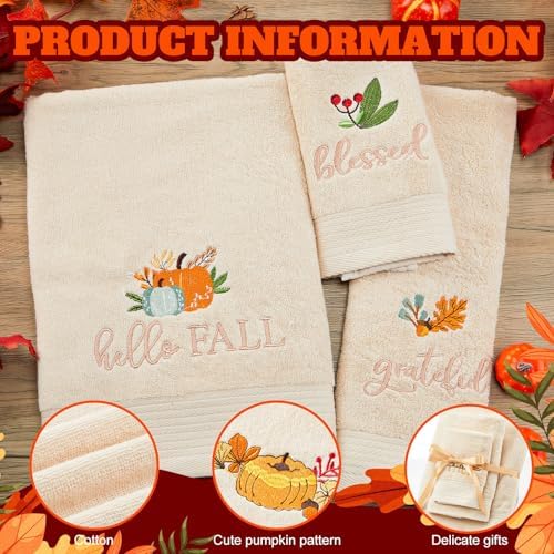 Peryiter 3 Pack Fall Decorative Bath Towel Set - Image 2
