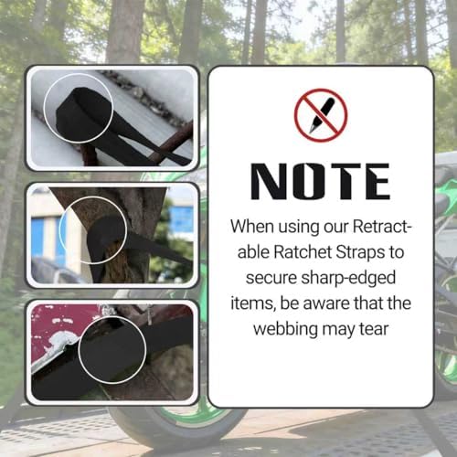 Retractable Ratchet Straps 1" x 13 Ft, 800 Lbs, 2 Pack - Image 4