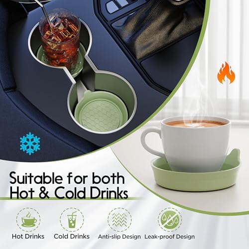 Amooca 4-Pack Car Cup Coaster Silicone Spill-Proof Cup Holder Inserts - Image 2