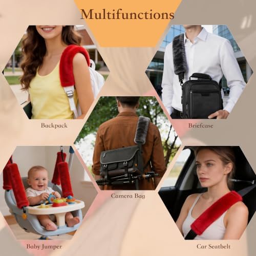 Amooca 2-Pack Soft Furry Universal Seatbelt Cover Car Shoulder Pad - Image 3