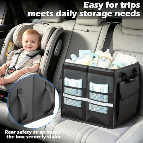 Trunk Organizer Car Organizer Leather Storage Box 1-grid Foldable - Image 5