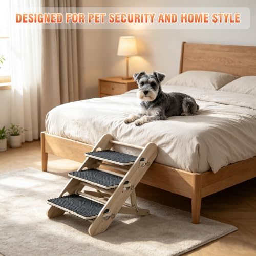 Dog Ramp for Bed, Foldable 15"x27" Solid Wood Pet Ramp for Small Dog - Image 6