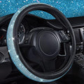 CAR PASS Mint Diamond Black Leather Steering Wheel Cover, Bling Blue Crystal by CARPASS