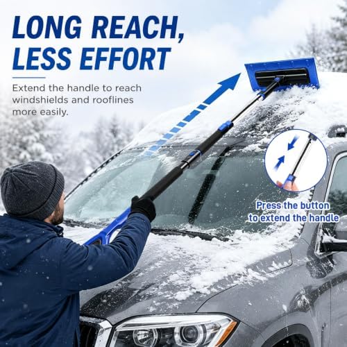 48" Snow Brush and Ice Scraper for Car, EVA Foam Head Snow Remover - Image 5