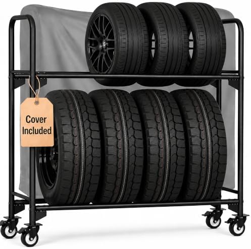 [Upgraded Rolling Tire Rack for Garage, Tire Storage Rack, Heavy-Duty Wheel Rack by EROTASH