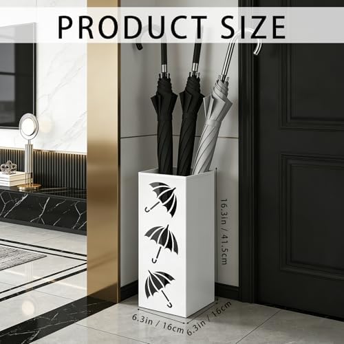 Metal Umbrella Holder, Square Freestanding Umbrella Stand Bucket Storage Indoor - Image 2
