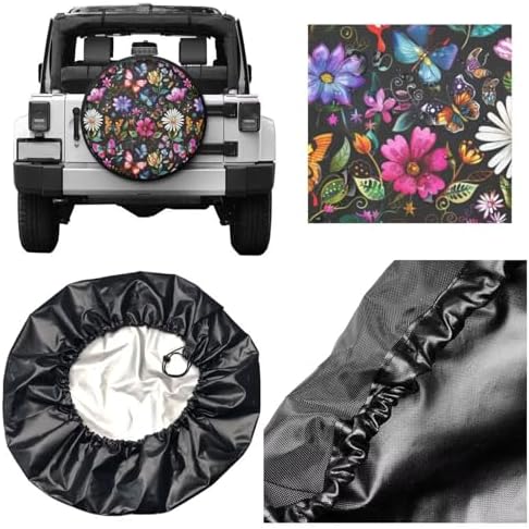 Cute Daisy Spare Tire Cover Pink Wheel Tire Cover Fit Trailer, SUV and Many - Image 3