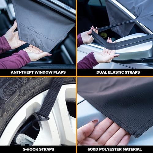 EcoNour Windshield Cover for Ice and Snow, 600D Oxford Windshield Snow Cover - Image 4