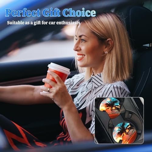 Jeffdad Car Cup Holder Coasters, 2 Pack Absorbent Ceramic Coaster 2.56" - Image 4