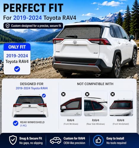 Rear Window Shade for Toyota RAV4 2019-2024 Breathable Mesh Sunshade - Image 4