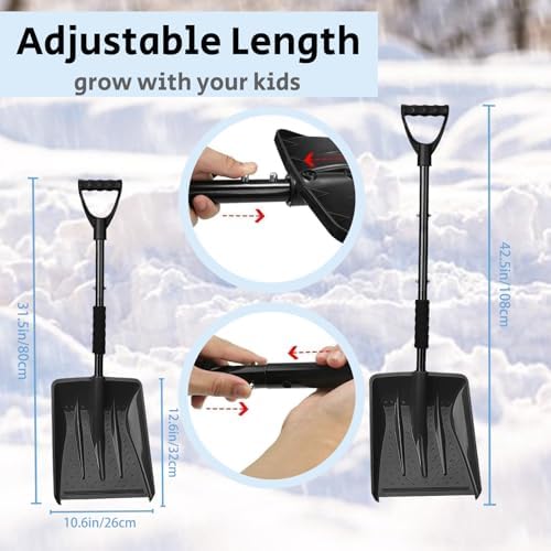 Snow Shovel for Car and Driveway, 42.5" Detachable Emergency Shovel, - Image 2