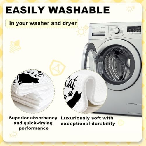 Funny Cat Kitchen Towels Humorous Waffle Soft Dish Hand Towel - Image 3