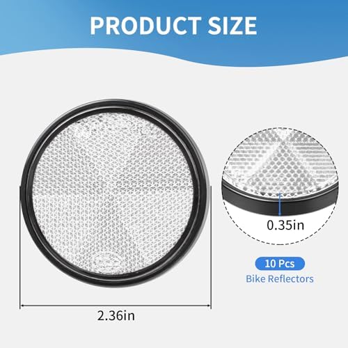 10 Pack 2.36inch Safety Reflectors White Round Self-Adhesive Reflector - Image 3