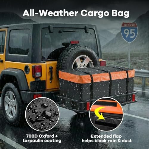 Hitch Cargo Carrier with Waterproof Bag, 500 lb Capacity, Raised Shank - Image 4