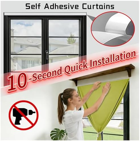100% Blackout Magic Tape Stick On Curtains Window Shades Pull Down Blackout - Image 3