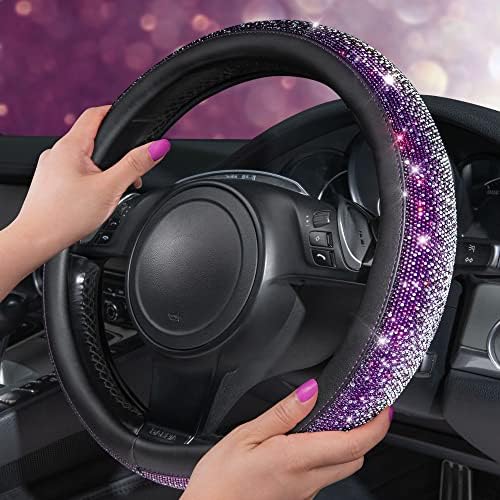 CAR PASS Bling Diamond Leather Steering Wheel Cover, Bling Sparkly Crystal - Image 2