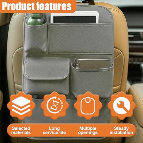Car Backseat Organizer, Leather Auto Seat Back Kick Mats Protector, Travel - Image 5
