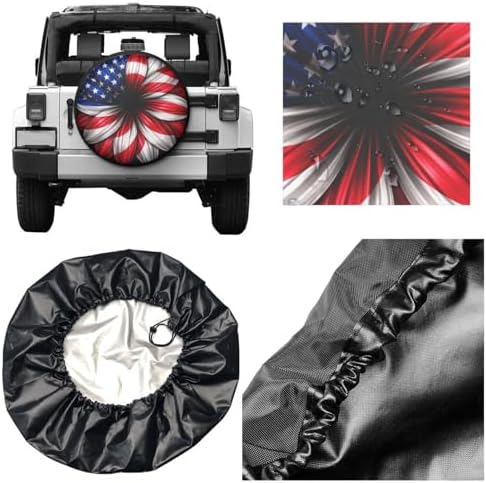 Spare Tire Cover，USA Flag Flower Camper Spare Tire Cover Waterproof Sun - Image 7