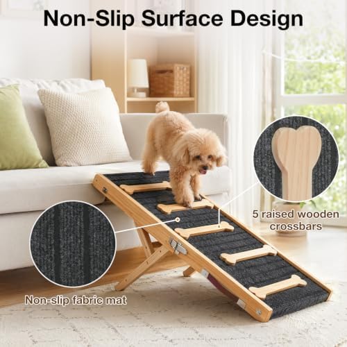 Foldable Dog Ramp for Bed & Couch, 5 Adjustable Heights Pet Ramp - Image 4