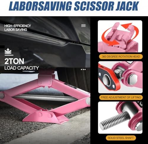 Auto Dynasty Scissor Car Jack, 2 Ton Scissor Jacks, Lifting Range 17.4" to - Image 2