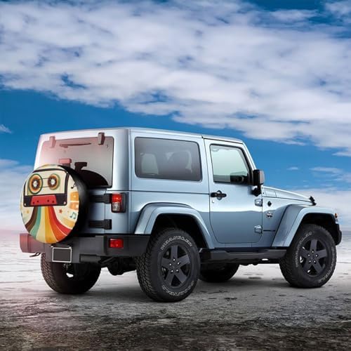 Spare Tire Cover，Retro Disco Tape Camper Spare Tire Cover Waterproof Sun - Image 3