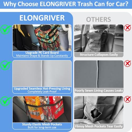 ELONGRIVER Leak Proof Car Trash Can - Image 5
