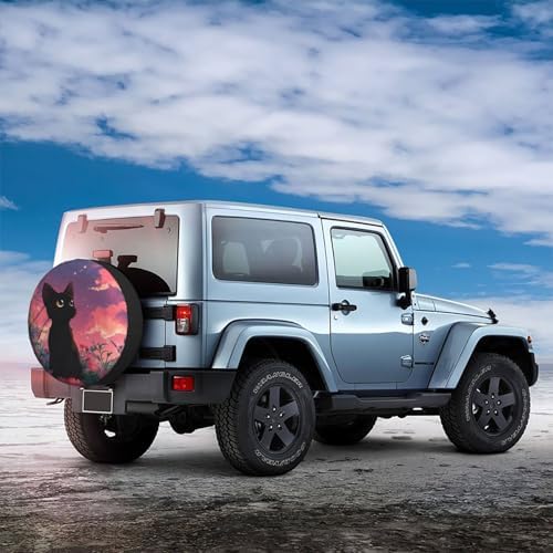 Black Cat Spare Tire Cover Waterproof Wheel Cover 16 Inch Universal Fit - Image 3