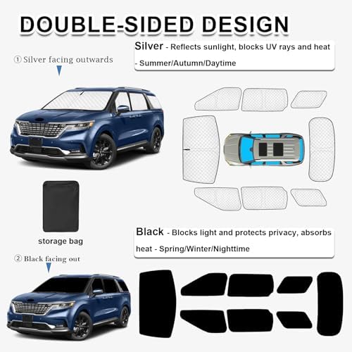 KMF 8pcs Thicken Sun Shades for Kia Carnival 2022-2025 2026 Accessories - Image 4