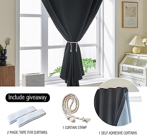 AJAZZ 100% Blackout Shades Window Cover Self Adhesive Curtains Sticky Curtain - Image 2