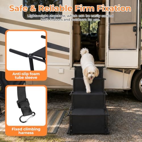 Dog Stairs for Large Dogs, 4-Step Foldable Dog Ramp for Car - Image 5
