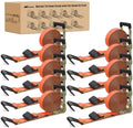Nilight Flat Hook Ratchet Straps 10 Pack 2 in x 30 Ft Orange by Nilight