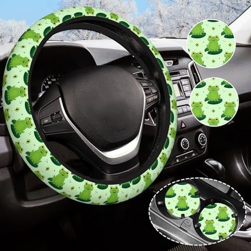 Frog Steering Wheel Cover Anti-Slip and Practical 14.5-15 Inch Universal Car by Olemier
