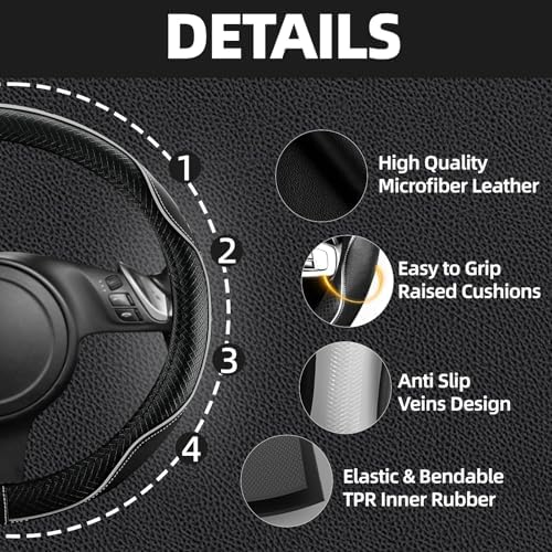 NBTEPEM 10 PCS Leather Car Seat Covers Front Seats Set, 14.5”-15'' Sporty - Image 3