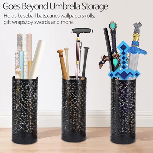 Metal Round Umbrella Stand Rack, Free Standing Umbrella Holder Bin, Canes - Image 2