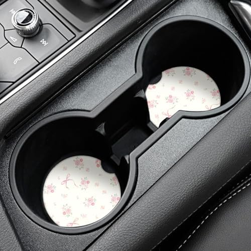 Vintage Flowers Car Coasters, Absorbent 2 Pack - Image 2