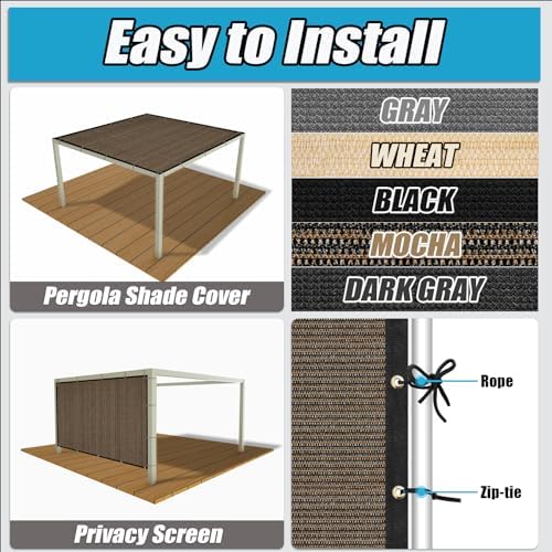 Amagenix 90% Shade Fabric 4'X 24' Mocha Sun Shade Cloth - Image 4
