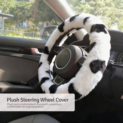 Fluffy Steering Wheel Cover 3PCS Set – Plush Fuzzy Fur Steering Wheel Cover - Image 5