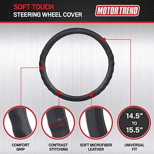 Motor Trend Faux Leather Steering Wheel Cover, Standard 15 inch Size, Comfort - Image 2