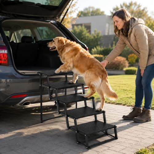 Collapsible Dog Steps for Car Truck SUV, 5-Steps Folding Dog Stairs by Unknown