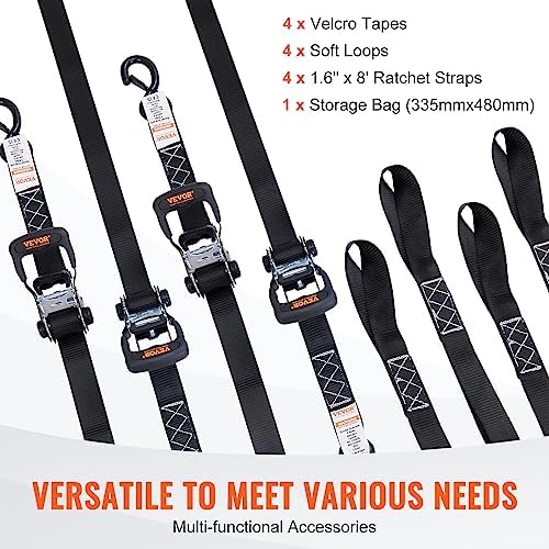 VEVOR Ratchet Tie Down Straps, 5208lbs Break Strength, 1.6" x 8' Heavy Duty - Image 5