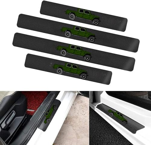 4 Pieces Car Door Sill Protector, Carbon Fiber Threshold Anti-Scratch Sticker - Image 2
