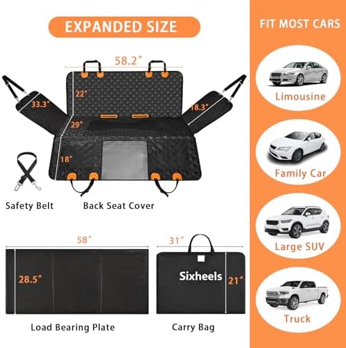 Dog Back Seat Cover Hard Bottom Truck Back Seats Protector, Large Backseat - Image 6